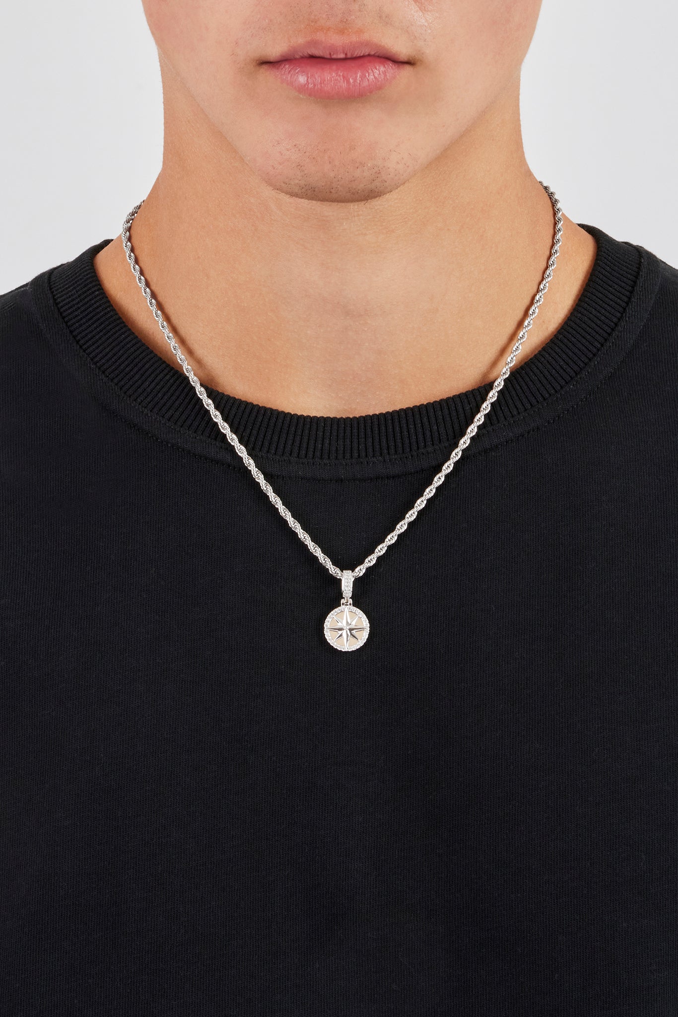 Iced Edge Compass Pendant - 15mm